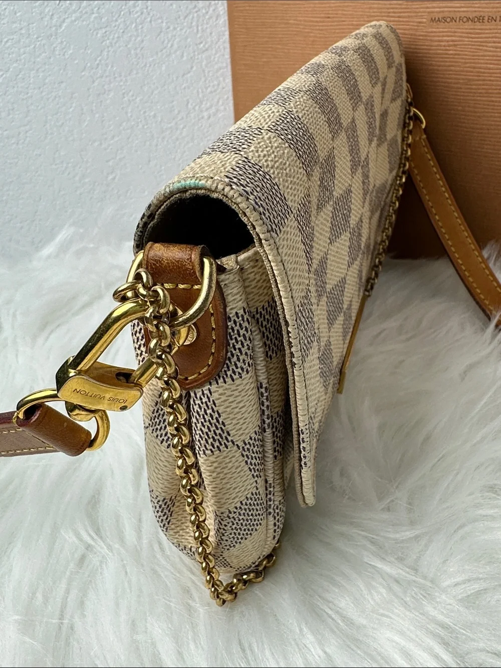 💯Authentic Louis Vuitton Damier Azur Favorite PM Crossbody Bag🍀
